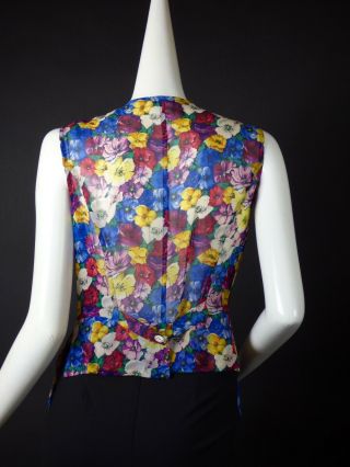 JIL SANDER - 1990s Floral Silk Georgette Waistcoat,  Size - 6 3