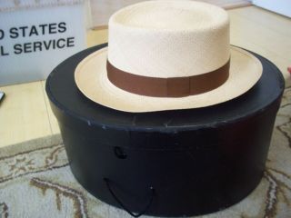 Vintage Borsalino Panama Hat Sz 7 - 1/8 Italy 100 Paglia W Box Hand Woven