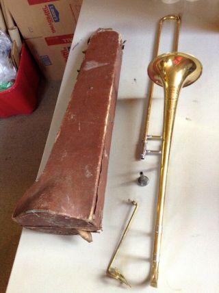 Vintage Holton Collegiate Slide Trombone And Case With Mouthpiece