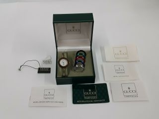 Gucci Change Bezel Ladies Watch And Documents 1100 - L Needs Battery.  019