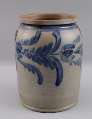 19thC Antique Pennsylvania Folk Art Gallon Blue Slip Stoneware Crock 3