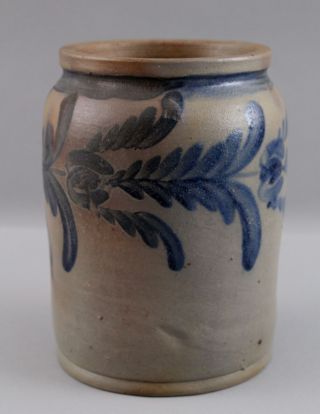 19thC Antique Pennsylvania Folk Art Gallon Blue Slip Stoneware Crock 5