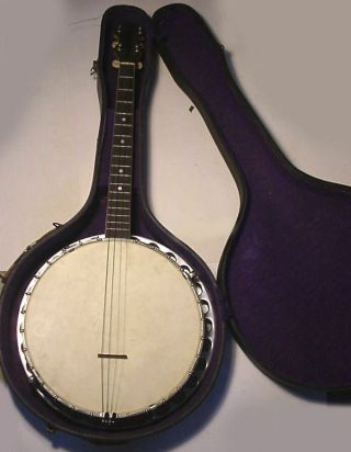 Vintage Vega Little Wonder 4 String Banjo With Case