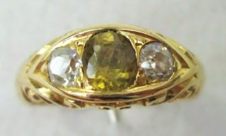 Antique Victorian 18ct Gold Old Cut Diamond & Scottish Citrine Ring Size J