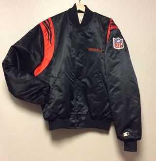 Vintage 90’s Cincinnati Bengals Nfl Satin Starter Jacket Made In The Usa Size Xl