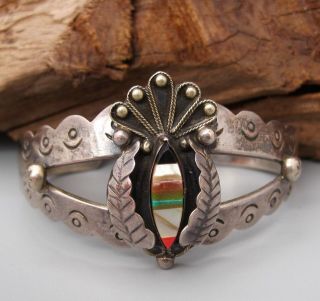 Vintage Old Pawn Sterling Navajo Fred Harvey era Multi - stone Bracelet 1970’s 2