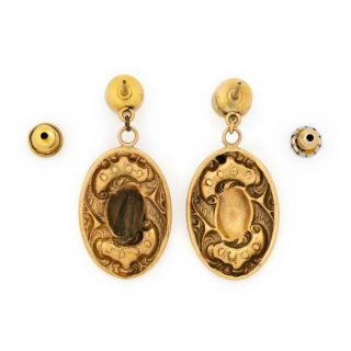 Antique Vintage Art Nouveau 14k Gold Rococo Akoya Pearl Cufflink Dangle Earrings 4