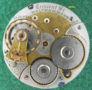 4944,  Two Toned Waltham 18s 21j Crescent St Of Gro Pocketwatch Mvt Only