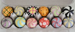 One Dozen Vintage Mackenzie Childs Pottery Drawer Pull Knobs Colorful Assortment