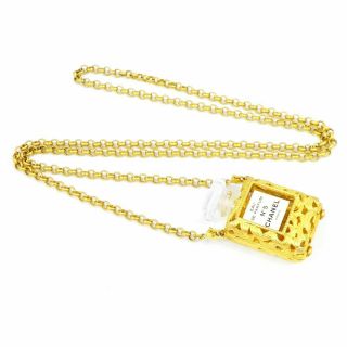 100 Auth Chanel Vintage Gold Chain Pendant Necklace Perfume No.  5 E1122