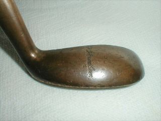 Antique Vintage Old British Brass Putter Hickory Wood Wooden Shaft Golf Club