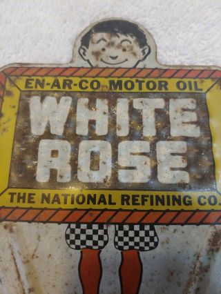 Enarco White Rose License Plate Topper - Vintage Gas Oil Sign 3
