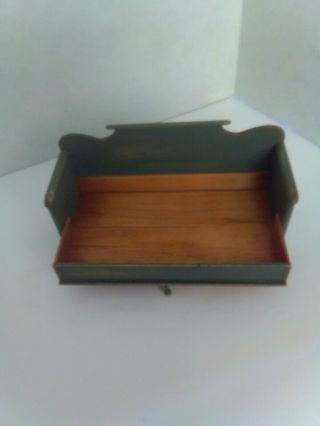 Miniature Green Painted Bench with Pullout Bed Handmade By Cindy Maloy 4