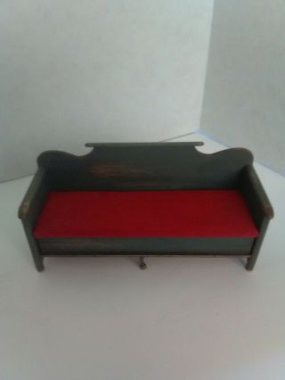 Miniature Green Painted Bench with Pullout Bed Handmade By Cindy Maloy 6