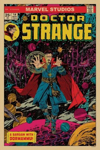 Mondo Dr Doctor Strange Marvel Print Poster Johnny Dombrowski Vintage Style
