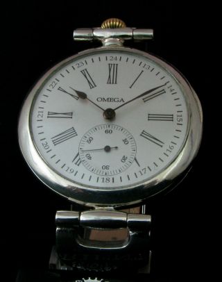 Omega Antique 1915 Mens Large Wristwatch Metal Dial