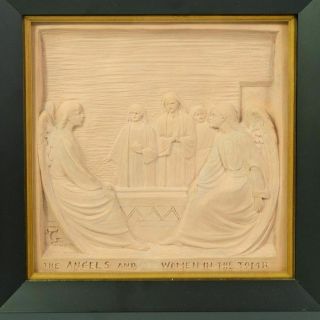 Rare George Tinworth Doulton Lambeth Relief Terracotta Plaque Angels & Woman 2