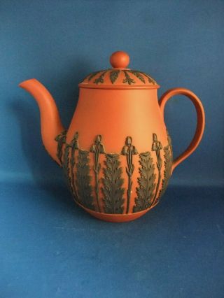 Antique 19thc Wedgwood Jasperware Rosso Antico & Black Basalt Teapot C1820