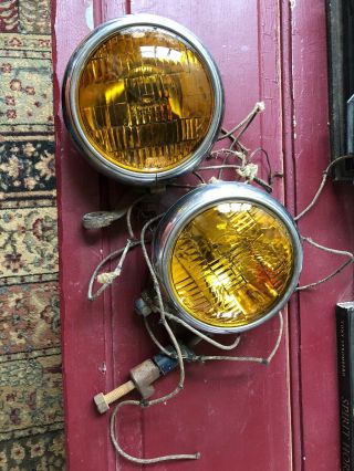 Two Vintage Auto Lamp Mfg Co Model 10 Fog Lights