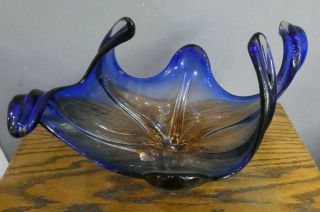 Vintage 1960’s Murano Art Glass Sculpture Large Bowl Mid Century 2