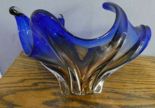 Vintage 1960’s Murano Art Glass Sculpture Large Bowl Mid Century 5