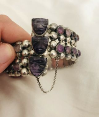Sterling Silver Amethyst Bracelet Vintage Mexico Marked Hecho 925 Erp