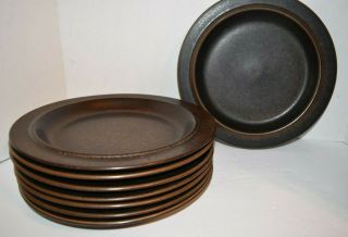 Arabia Of Finland Ruska Set Of 8 Vintage Dinner Plates,  10 - 1/8 " Vintage