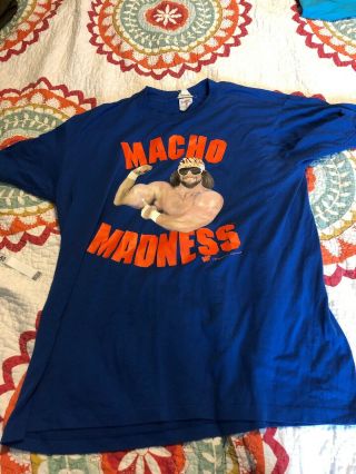 Vtg Vintage Wwf Macho Man Madness Randy Savage Tee Shirt Xl Large Wcw Rare
