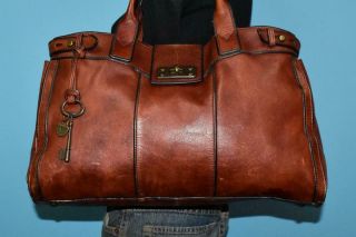 Fossil Vintage Reissue Weekender Leather Brown Shoulder Carryall Xlrg Purse Bag