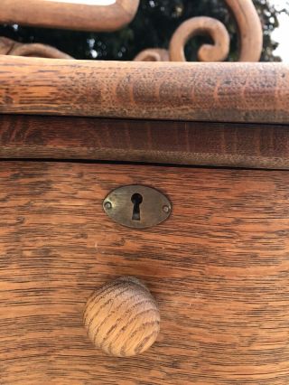 Antique Oak Dresser w/ Serpentine Front & Drawers & Beveled Mirror 7