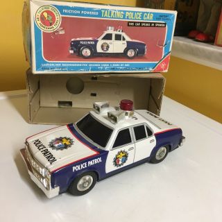 Yonezawa B/o,  Tin,  Vintage Perfectly Spanish Talking Police Car W/box
