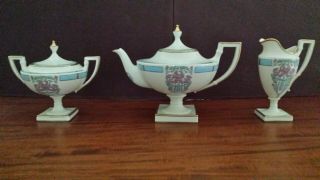 Lenox American Belleek Art Deco Teapot,  Sugar Bowl & Creamer 1906 - 1924