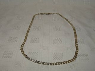 Heavy Vintage Sterling Silver Flat Curb Link Necklace Chain - 22 " - 44.  93g