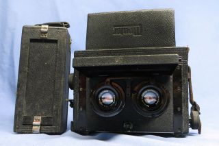 Rare Goltz & Breutmann Mentor Stereo Reflex Camera Carl Zeiss 7.  5cm F/4.  5 Lenses