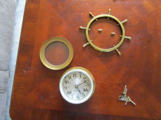 Vintage Brass Seth Thomas E537 - 001 Helmsman - W Ship Wheel - Nautical Clock 2