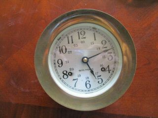 Vintage Brass Seth Thomas E537 - 001 Helmsman - W Ship Wheel - Nautical Clock 4