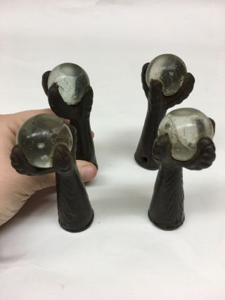 Vintage Cast Iron Glass Claw Orb Bathtub Table Feet,  Set Of 4 Q5c