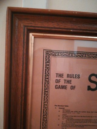 Vintage The Rules of the Game SNOOKER Poster Large Wooden Frame 1983 80cm x 52cm 4