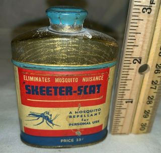 Antique Skeeter Scat Mosquito Repellent Tin Vintage Sudbury Ma Can Old Poison