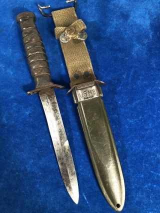 Very Rare Ww2 Us M3 Aerial Acc Guard Marked Trench / Fighting Knife Wwii