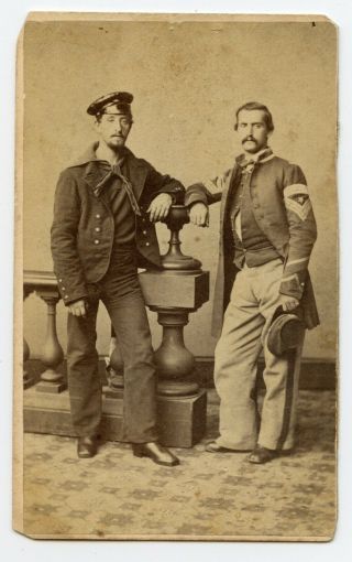 Civil War Sailor And Soldier Cdv (very Rare Content)