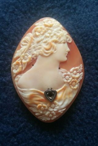 Antique Vintage Lady Cameo Beautifully Hand Carved.  Unmounted Shell Cameo