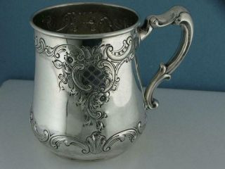 Sterling Dominick & Haff Cup / Mug W/ Chased Floral Scroll Patterns 4.  69ozt