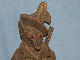 Vintage Black Forest Carved Figural Fox Hunt Wall Whip Holder 3