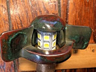 Vintage Wilcox Crittenden Bronze Teardrop Stern Light Led Bulb Glass Lens Patina