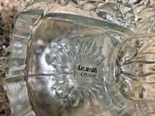 Vintage Clear Lead Crystal Cut Glass Basket Vase Floral Diamond by L.  E.  SMITH 7