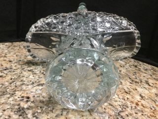 Vintage Clear Lead Crystal Cut Glass Basket Vase Floral Diamond by L.  E.  SMITH 8