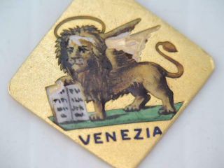 RARE 1902 SOLID 18K GOLD ENAMEL LION VENEZIA VENICE CHARM ST.  MARKS LION 2