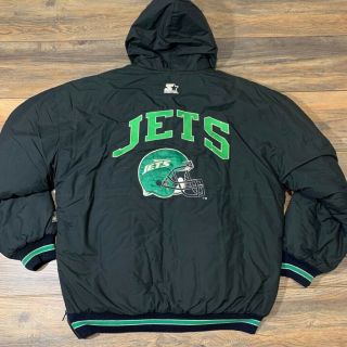 Vintage 90’s Nfl York Jets Starter Puffy Jacket Sideline Fall Down Winter Lg