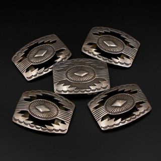 Vtg Sterling Silver - Navajo Set Of 5 Stamped Concho & 1.  5 " Belt Buckle - 170.  5g